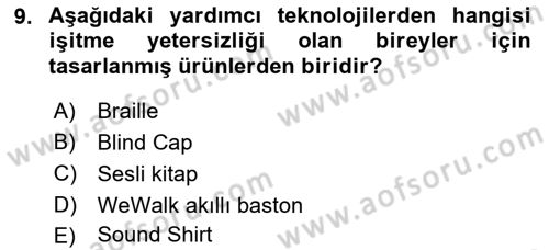 Engellilik Ve Erişilebilir Tasarım Dersi Ara Sınavı Deneme Sınav Soruları 9. Soru