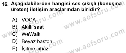 Engellilik Ve Erişilebilir Tasarım Dersi 2023 - 2024 Yılı (Final) Dönem Sonu Sınav Soruları 16. Soru