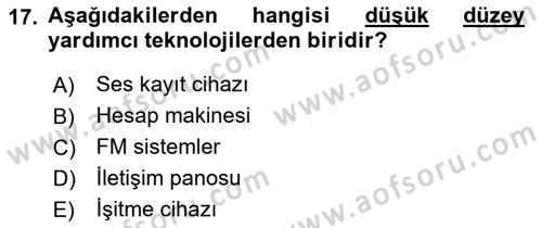 Engellilik Ve Erişilebilir Tasarım Dersi 2023 - 2024 Yılı (Final) Dönem Sonu Sınav Soruları 17. Soru