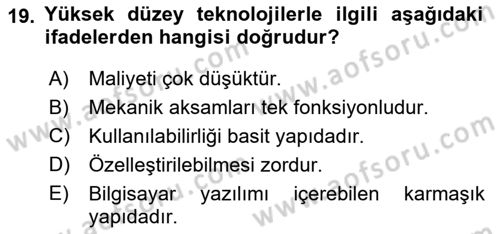 Engellilik Ve Erişilebilir Tasarım Dersi 2023 - 2024 Yılı (Final) Dönem Sonu Sınav Soruları 19. Soru