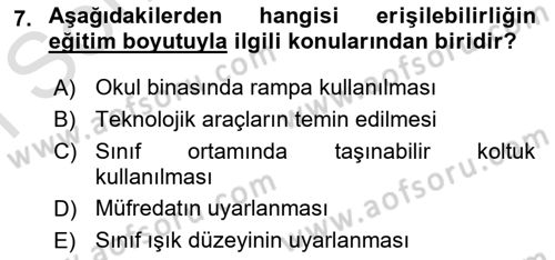 Engellilik Ve Erişilebilir Tasarım Dersi 2023 - 2024 Yılı (Final) Dönem Sonu Sınav Soruları 7. Soru