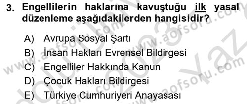 Engellilik Ve Erişilebilir Tasarım Dersi 2023 - 2024 Yılı Yaz Okulu Sınav Soruları 3. Soru