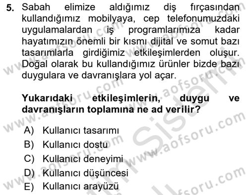 Engellilik Ve Erişilebilir Tasarım Dersi 2023 - 2024 Yılı Yaz Okulu Sınav Soruları 5. Soru