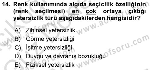 Engellilik Ve Erişilebilir Tasarım Dersi Ara Sınavı Deneme Sınav Soruları 14. Soru