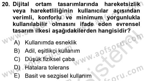 Engellilik Ve Erişilebilir Tasarım Dersi Ara Sınavı Deneme Sınav Soruları 20. Soru