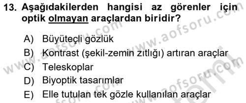 Engellilik Ve Erişilebilir Tasarım Dersi 2024 - 2025 Yılı (Final) Dönem Sonu Sınav Soruları 13. Soru