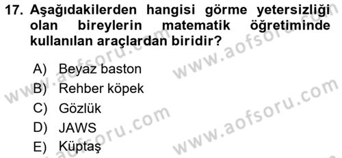 Engellilik Ve Erişilebilir Tasarım Dersi 2024 - 2025 Yılı (Final) Dönem Sonu Sınav Soruları 17. Soru
