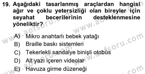 Engellilik Ve Erişilebilir Tasarım Dersi 2024 - 2025 Yılı (Final) Dönem Sonu Sınav Soruları 19. Soru