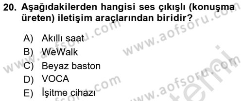 Engellilik Ve Erişilebilir Tasarım Dersi 2024 - 2025 Yılı (Final) Dönem Sonu Sınav Soruları 20. Soru