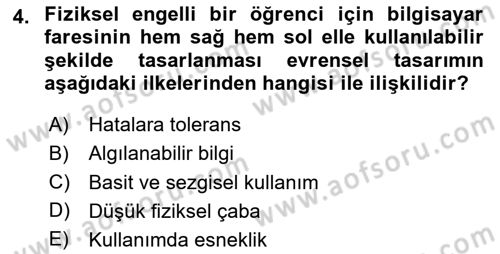 Engellilik Ve Erişilebilir Tasarım Dersi 2024 - 2025 Yılı (Final) Dönem Sonu Sınav Soruları 4. Soru