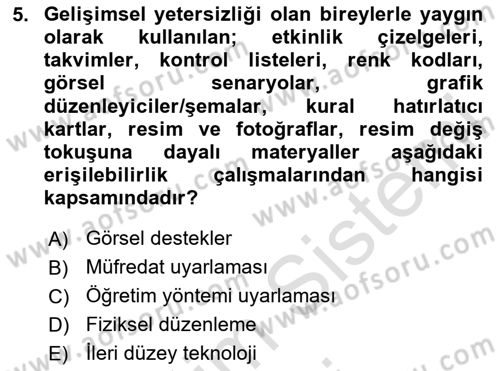 Engellilik Ve Erişilebilir Tasarım Dersi 2024 - 2025 Yılı (Final) Dönem Sonu Sınav Soruları 5. Soru