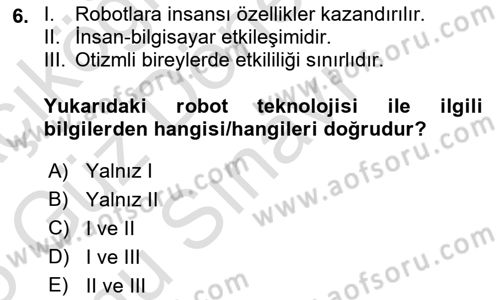 Engellilik Ve Erişilebilir Tasarım Dersi 2024 - 2025 Yılı (Final) Dönem Sonu Sınav Soruları 6. Soru
