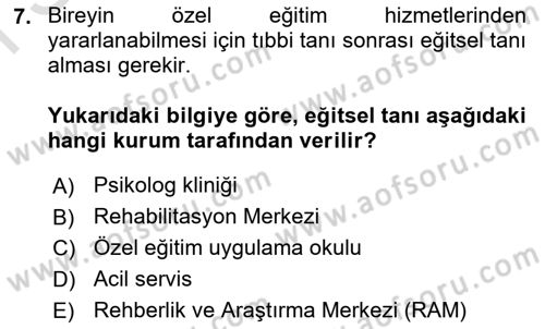 Engellilik Ve Erişilebilir Tasarım Dersi 2024 - 2025 Yılı (Final) Dönem Sonu Sınav Soruları 7. Soru
