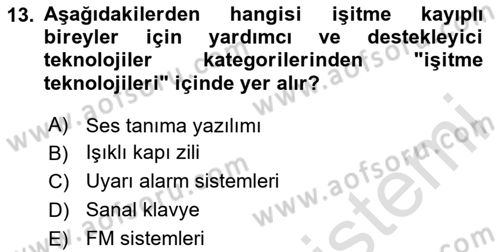 Engellilik Ve Erişilebilir Tasarım Dersi 2024 - 2025 Yılı Yaz Okulu Sınav Soruları 13. Soru