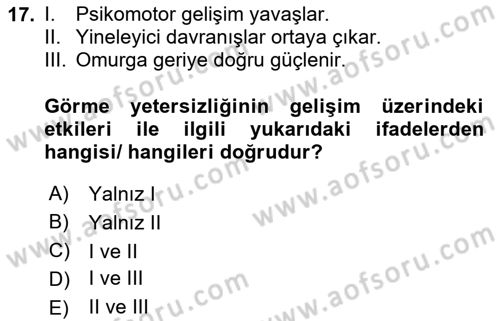 Engellilik Ve Erişilebilir Tasarım Dersi 2024 - 2025 Yılı Yaz Okulu Sınav Soruları 17. Soru