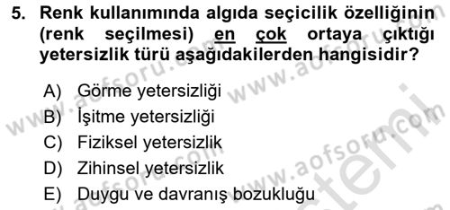 Engellilik Ve Erişilebilir Tasarım Dersi 2024 - 2025 Yılı Yaz Okulu Sınav Soruları 5. Soru