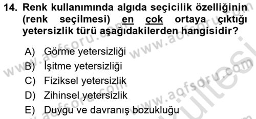 Engellilik Ve Erişilebilir Tasarım Dersi 2025 - 2026 Yılı (Vize) Ara Sınav Soruları 14. Soru