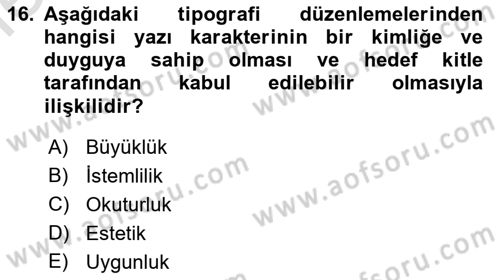 Engellilik Ve Erişilebilir Tasarım Dersi 2025 - 2026 Yılı (Vize) Ara Sınav Soruları 16. Soru