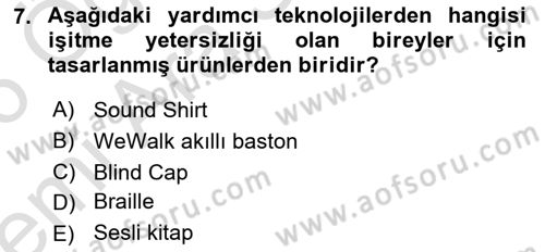 Engellilik Ve Erişilebilir Tasarım Dersi 2025 - 2026 Yılı (Vize) Ara Sınav Soruları 7. Soru