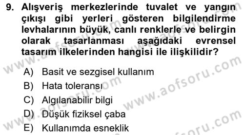 Engellilik Ve Erişilebilir Tasarım Dersi 2025 - 2026 Yılı (Vize) Ara Sınav Soruları 9. Soru