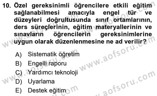 Engellilik Ve Erişilebilir Tasarım Dersi 2025 - 2026 Yılı (Final) Dönem Sonu Sınav Soruları 10. Soru