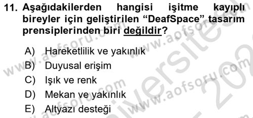Engellilik Ve Erişilebilir Tasarım Dersi 2025 - 2026 Yılı (Final) Dönem Sonu Sınav Soruları 11. Soru