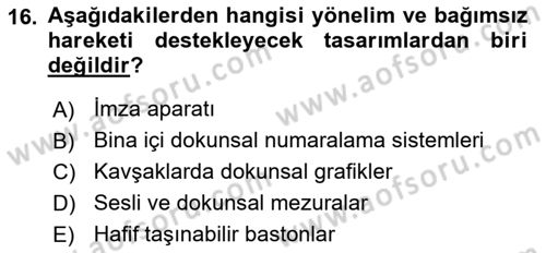 Engellilik Ve Erişilebilir Tasarım Dersi 2025 - 2026 Yılı (Final) Dönem Sonu Sınav Soruları 16. Soru
