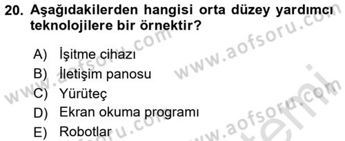 Engellilik Ve Erişilebilir Tasarım Dersi 2025 - 2026 Yılı (Final) Dönem Sonu Sınav Soruları 20. Soru