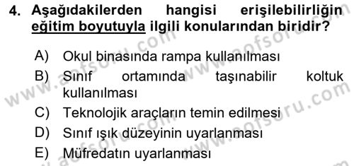 Engellilik Ve Erişilebilir Tasarım Dersi 2025 - 2026 Yılı (Final) Dönem Sonu Sınav Soruları 4. Soru
