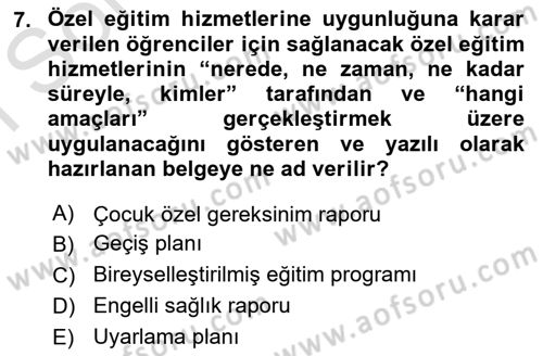 Engellilik Ve Erişilebilir Tasarım Dersi 2025 - 2026 Yılı (Final) Dönem Sonu Sınav Soruları 7. Soru