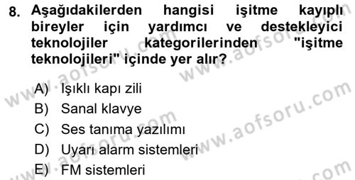 Engellilik Ve Erişilebilir Tasarım Dersi 2025 - 2026 Yılı (Final) Dönem Sonu Sınav Soruları 8. Soru