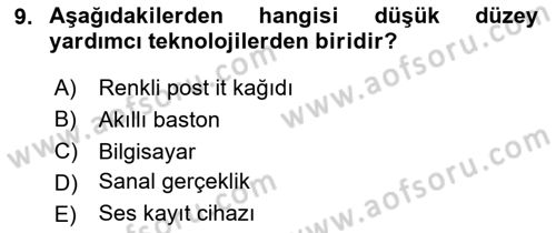 Engellilik Ve Erişilebilir Tasarım Dersi 2025 - 2026 Yılı (Final) Dönem Sonu Sınav Soruları 9. Soru