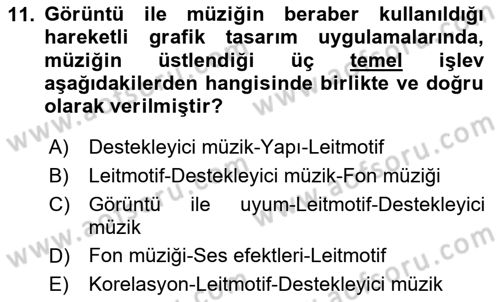 Hareketli Grafik Tasarımı Dersi 2024 - 2025 Yılı (Vize) Ara Sınav Soruları 11. Soru