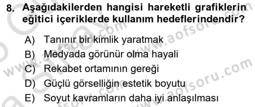 Hareketli Grafik Tasarımı Dersi 2024 - 2025 Yılı (Vize) Ara Sınav Soruları 8. Soru
