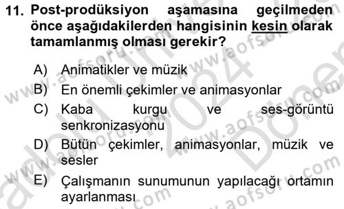 Hareketli Grafik Tasarımı Dersi 2024 - 2025 Yılı (Final) Dönem Sonu Sınav Soruları 11. Soru