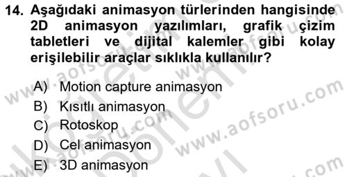 Hareketli Grafik Tasarımı Dersi 2024 - 2025 Yılı (Final) Dönem Sonu Sınav Soruları 14. Soru
