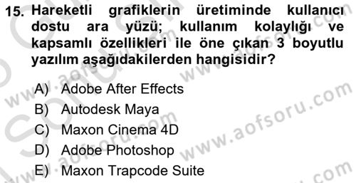 Hareketli Grafik Tasarımı Dersi 2024 - 2025 Yılı (Final) Dönem Sonu Sınav Soruları 15. Soru