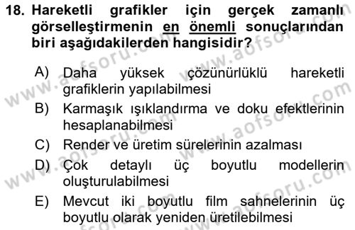 Hareketli Grafik Tasarımı Dersi 2024 - 2025 Yılı (Final) Dönem Sonu Sınav Soruları 18. Soru