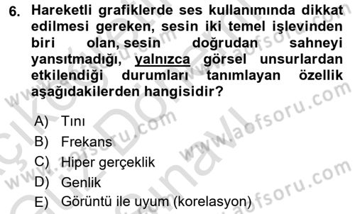Hareketli Grafik Tasarımı Dersi 2024 - 2025 Yılı (Final) Dönem Sonu Sınav Soruları 6. Soru