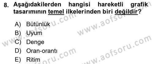 Hareketli Grafik Tasarımı Dersi 2024 - 2025 Yılı (Final) Dönem Sonu Sınav Soruları 8. Soru