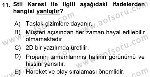 Hareketli Grafik Tasarımı Dersi 2024 - 2025 Yılı Yaz Okulu Sınav Soruları 11. Soru