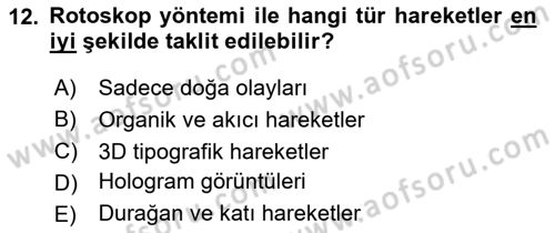Hareketli Grafik Tasarımı Dersi 2024 - 2025 Yılı Yaz Okulu Sınav Soruları 12. Soru