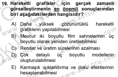 Hareketli Grafik Tasarımı Dersi 2024 - 2025 Yılı Yaz Okulu Sınav Soruları 19. Soru