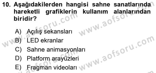 Hareketli Grafik Tasarımı Dersi 2025 - 2026 Yılı (Vize) Ara Sınav Soruları 10. Soru