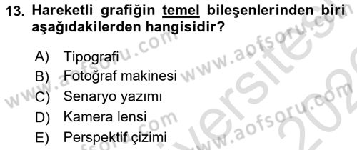Hareketli Grafik Tasarımı Dersi 2025 - 2026 Yılı (Vize) Ara Sınav Soruları 13. Soru