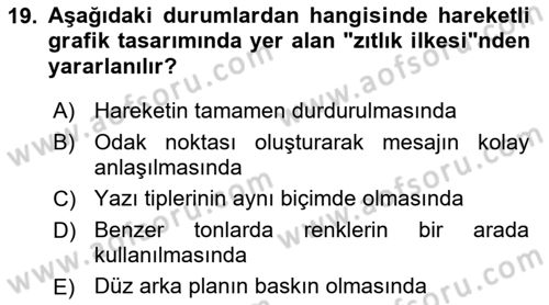 Hareketli Grafik Tasarımı Dersi 2025 - 2026 Yılı (Vize) Ara Sınav Soruları 19. Soru