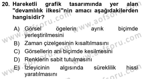 Hareketli Grafik Tasarımı Dersi 2025 - 2026 Yılı (Vize) Ara Sınav Soruları 20. Soru