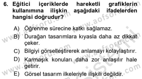 Hareketli Grafik Tasarımı Dersi 2025 - 2026 Yılı (Vize) Ara Sınav Soruları 6. Soru