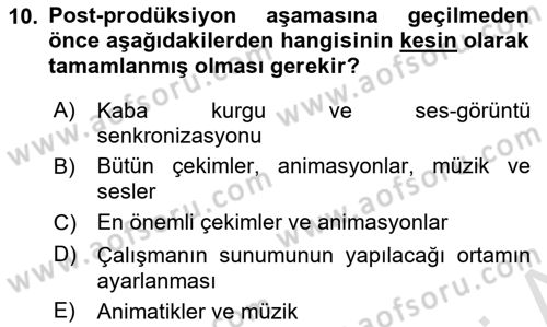 Hareketli Grafik Tasarımı Dersi 2025 - 2026 Yılı (Final) Dönem Sonu Sınav Soruları 10. Soru