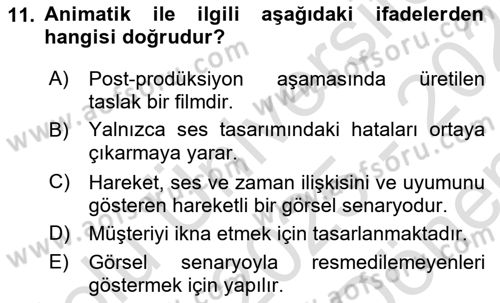 Hareketli Grafik Tasarımı Dersi 2025 - 2026 Yılı (Final) Dönem Sonu Sınav Soruları 11. Soru